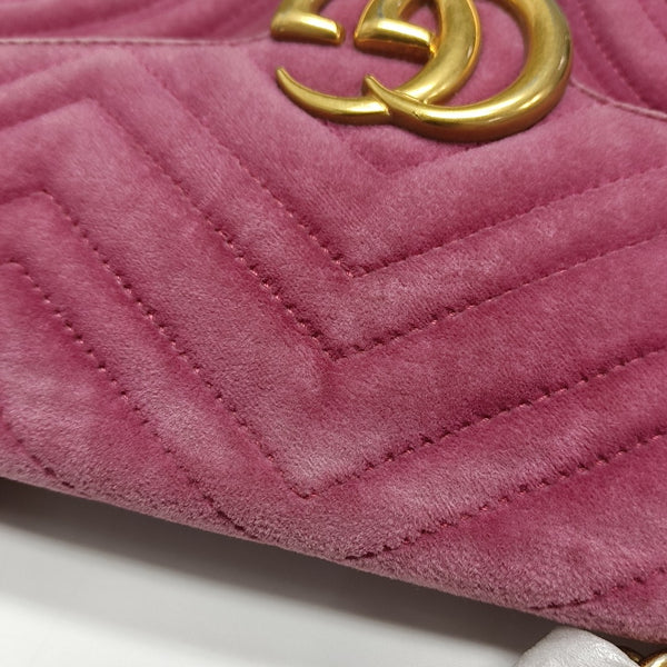 GG Marmont Medium Quilted Velvet Pink