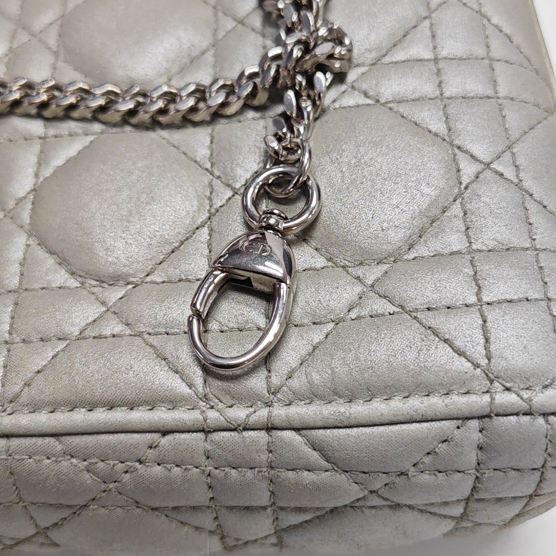 Lady Dior Mini Cannage Lambskin Gray