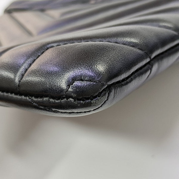 Chevron Calfskin Shoulder Bag Black