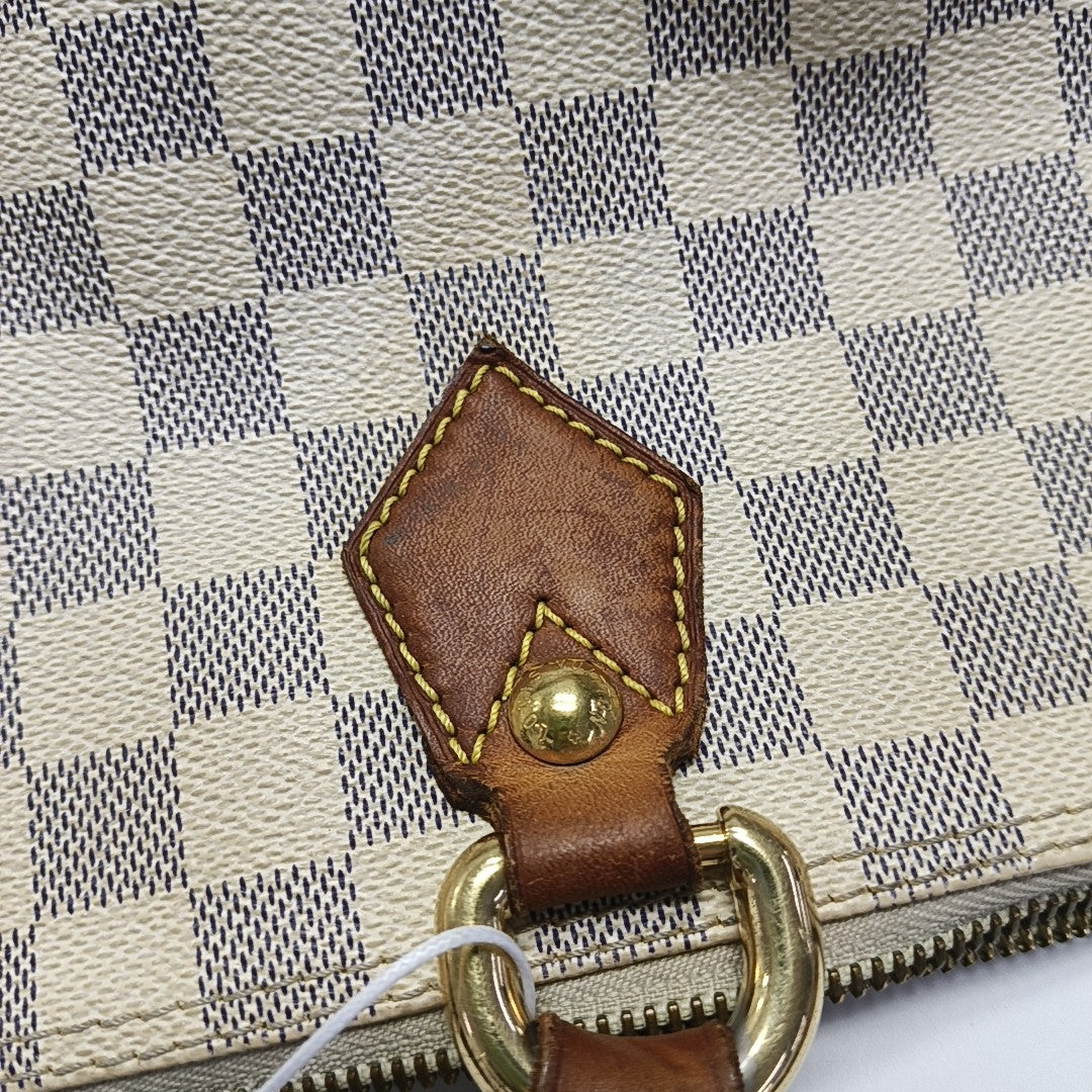 SALEYA PM Damier Azur Coated Canvas White