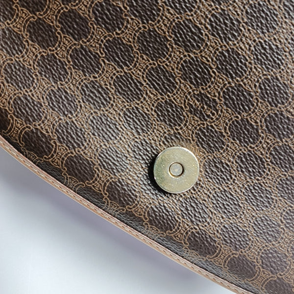 Coated Canvas Shoulder Bag Brown