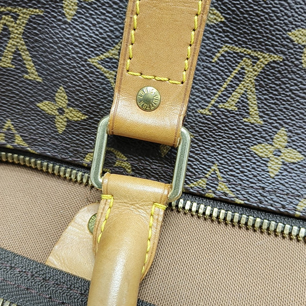 KEEPALL 50 Monogram Coated Canvas Brown