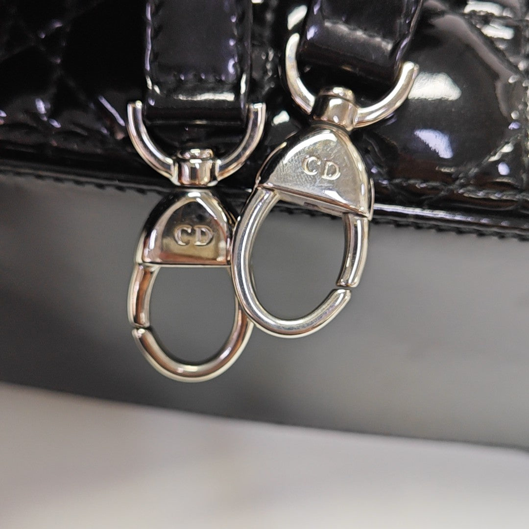 Lady Dior Medium Cannage Patent Leather Black
