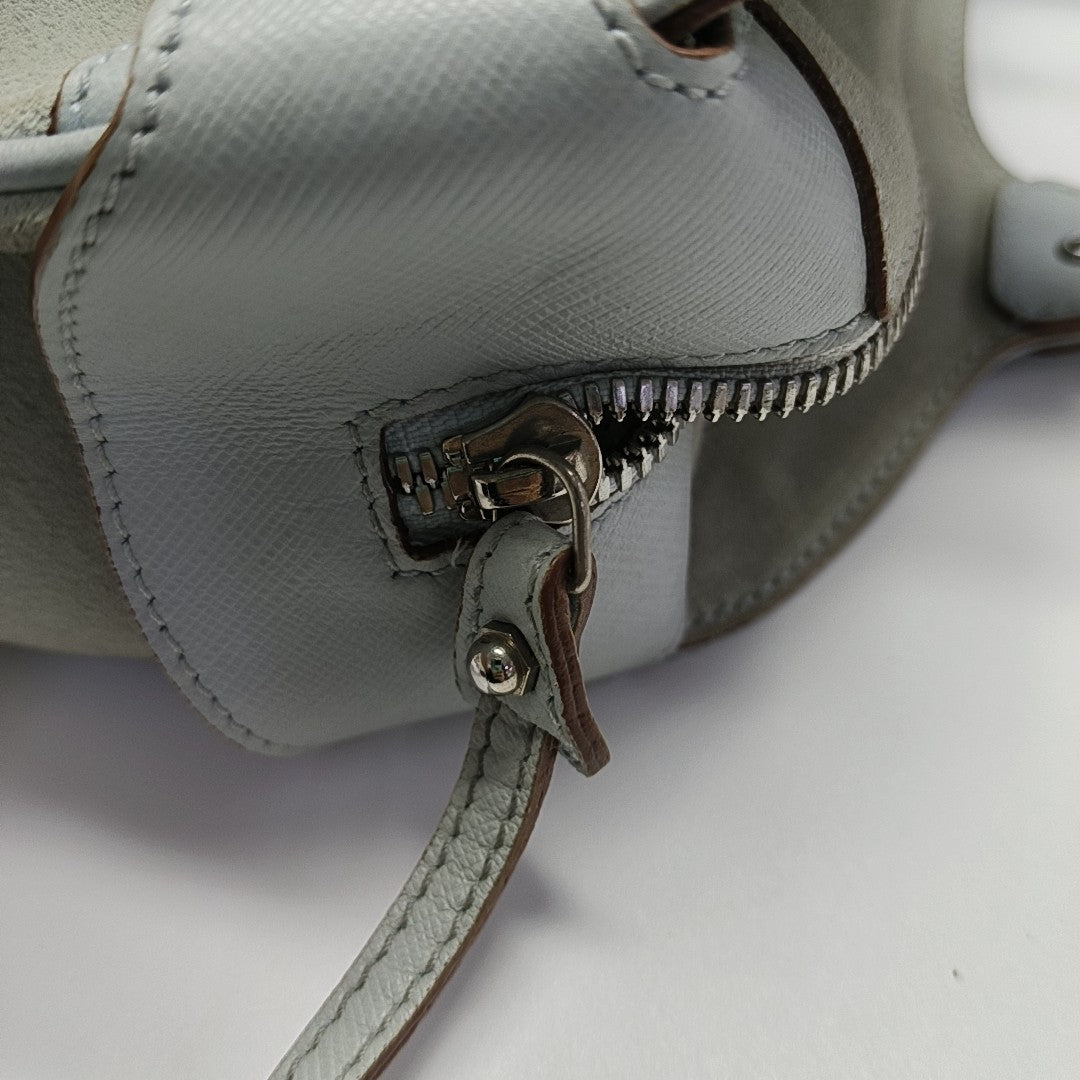 Suede Top Handle Bag Blue