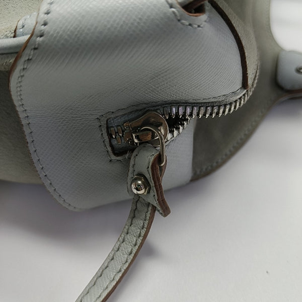 Suede Top Handle Bag Blue