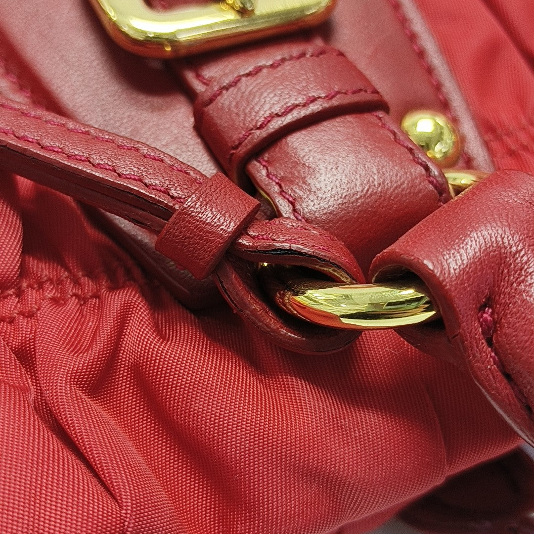 Quilted Nylon Tote Bag Red