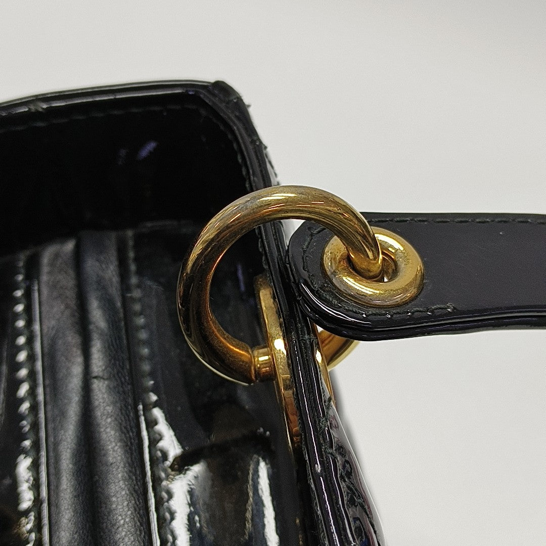 Lady Dior Medium Cannage Patent Leather Black