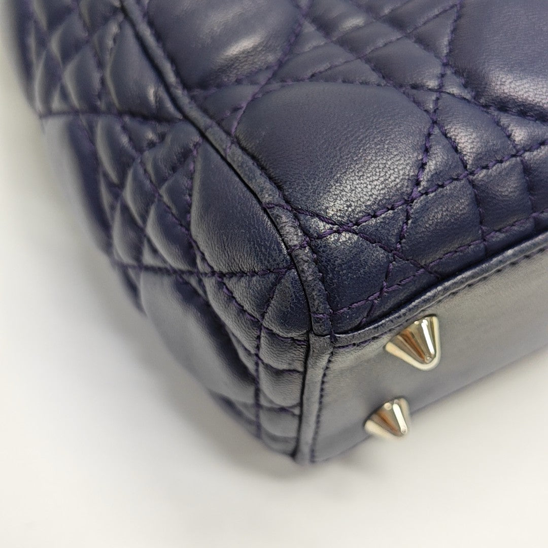 Lady Dior Small Cannage Lambskin Blue
