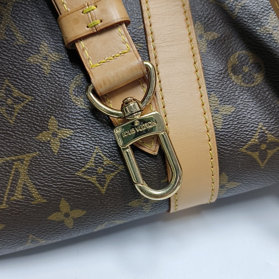 KEEPALL 60 Monogram Coated Canvas Brown