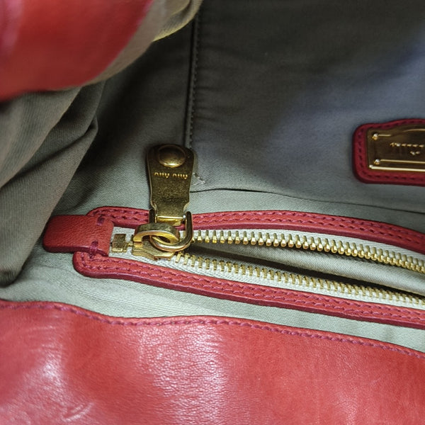 Miu Coffer Quilted Lambskin Red