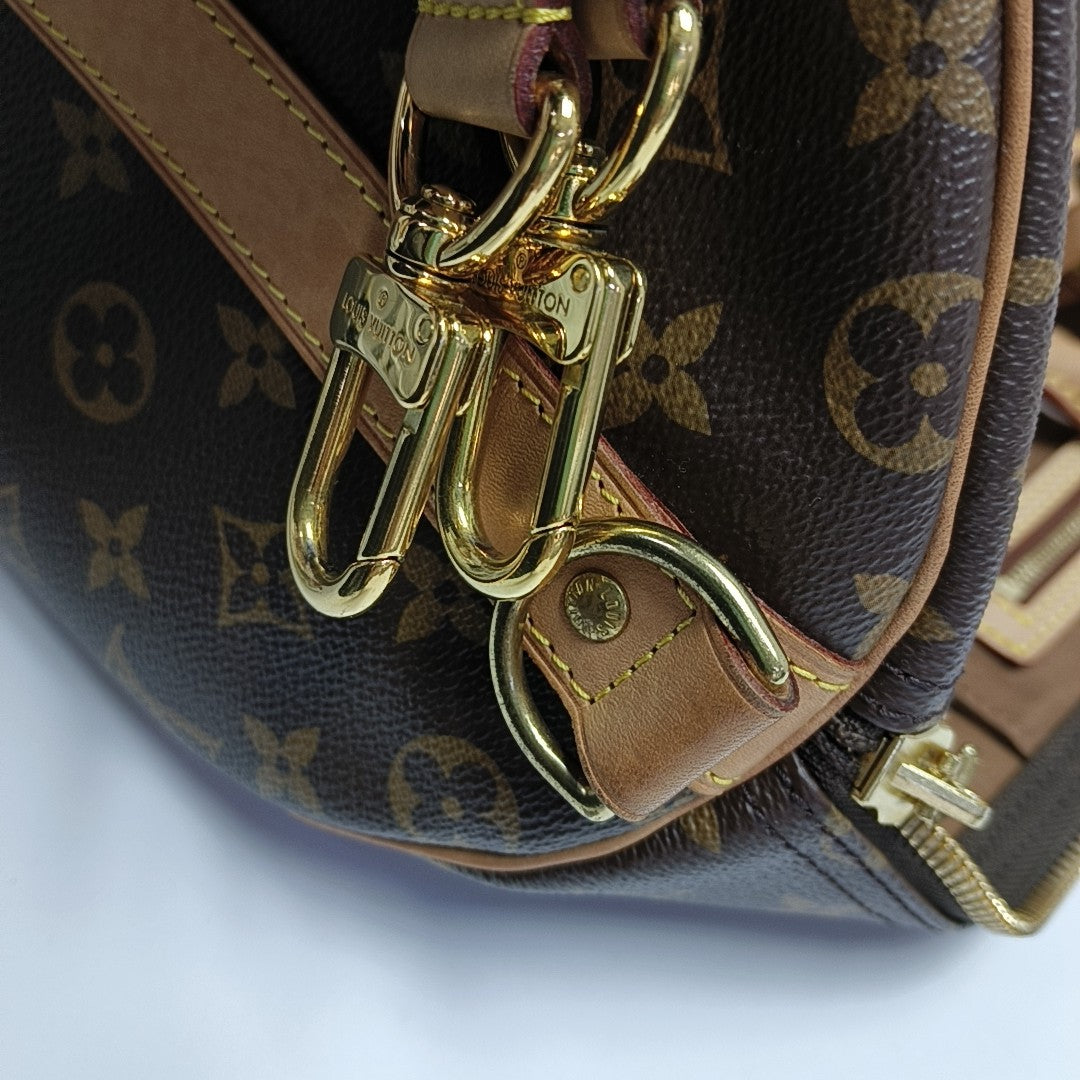 KEEPALL 50 Monogram Coated Canvas Brown