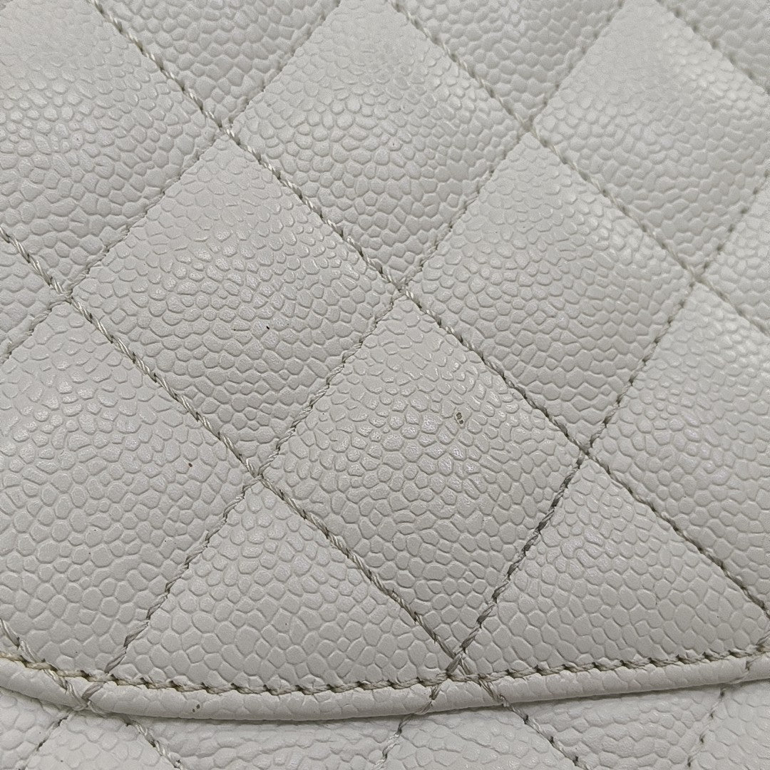 CHANEL GST Large Quilted Grained Calfskin White