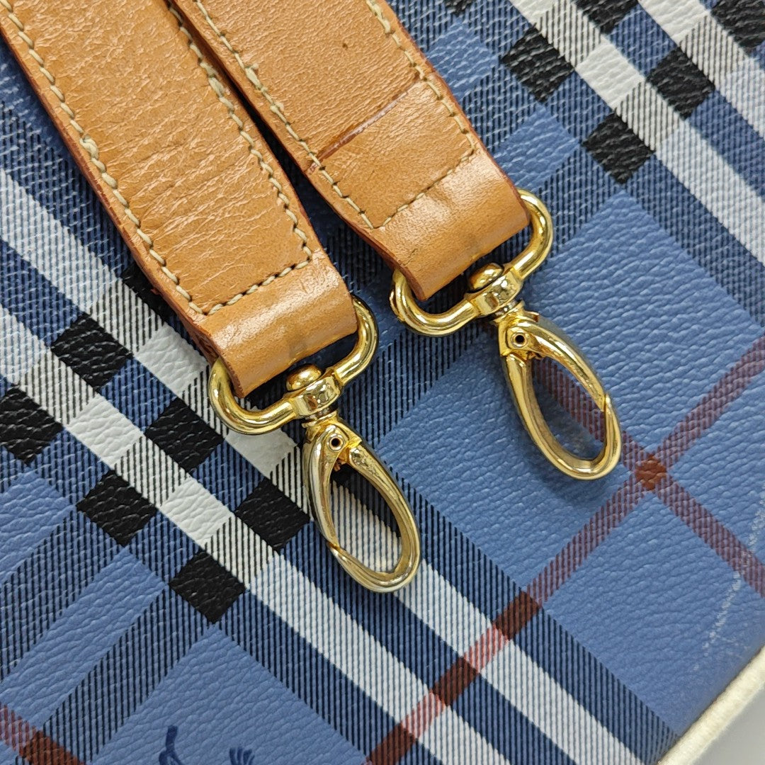 Coated Canvas Shoulder Bag Blue