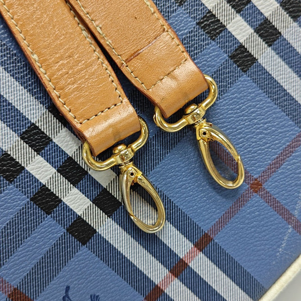 Coated Canvas Shoulder Bag Blue