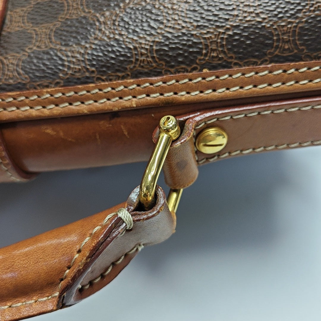 Coated Canvas Top Handle Bag Brown