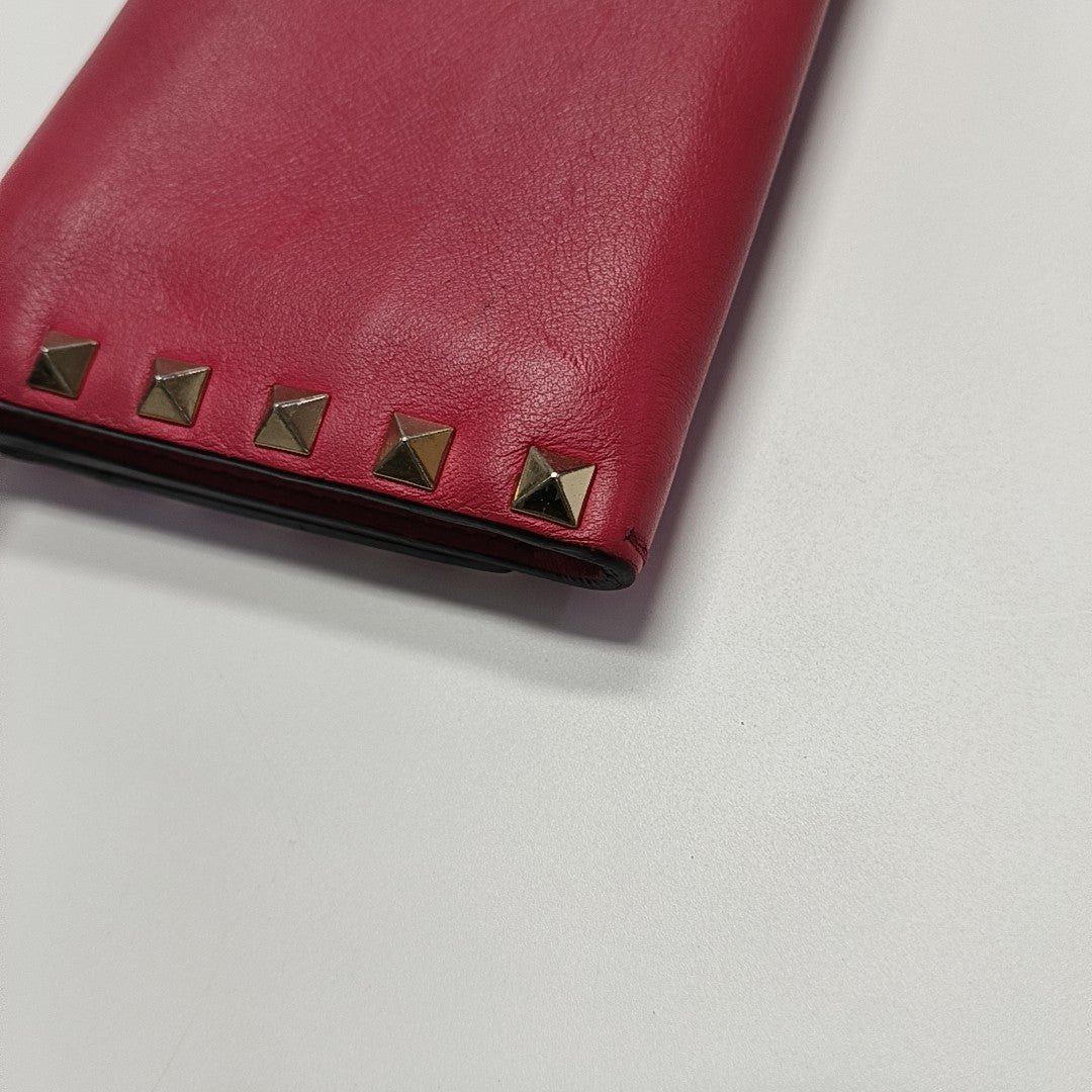 Rockstud Calfskin Red