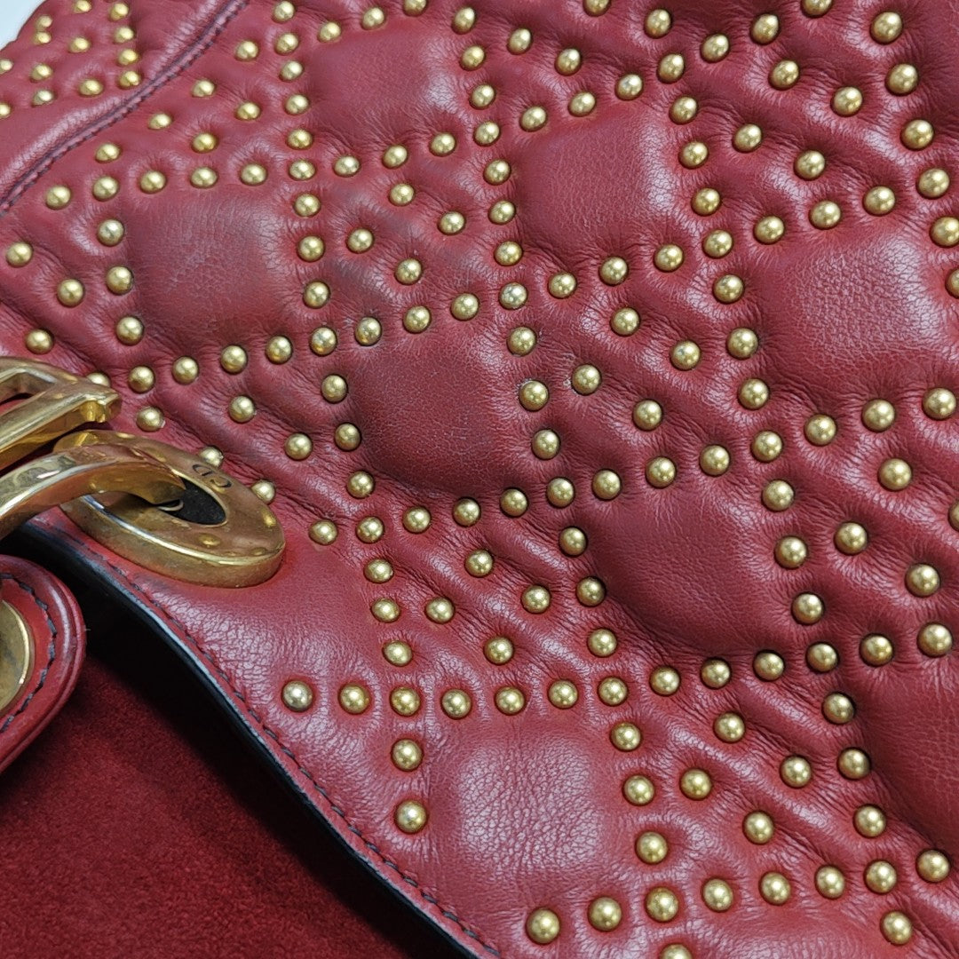 Lady Dior Mediano Piel de Becerro Roja