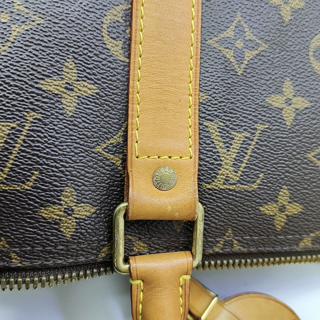 KEEPALL 50 Monogram Coated Canvas Brown