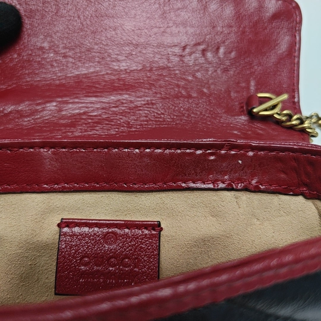 GG Marmont Super Mini Quilted Calfskin Black