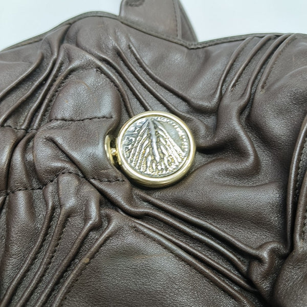 Leather Top Handle Bag Brown