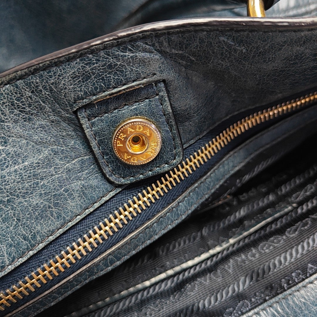Calfskin Shoulder Bag Blue