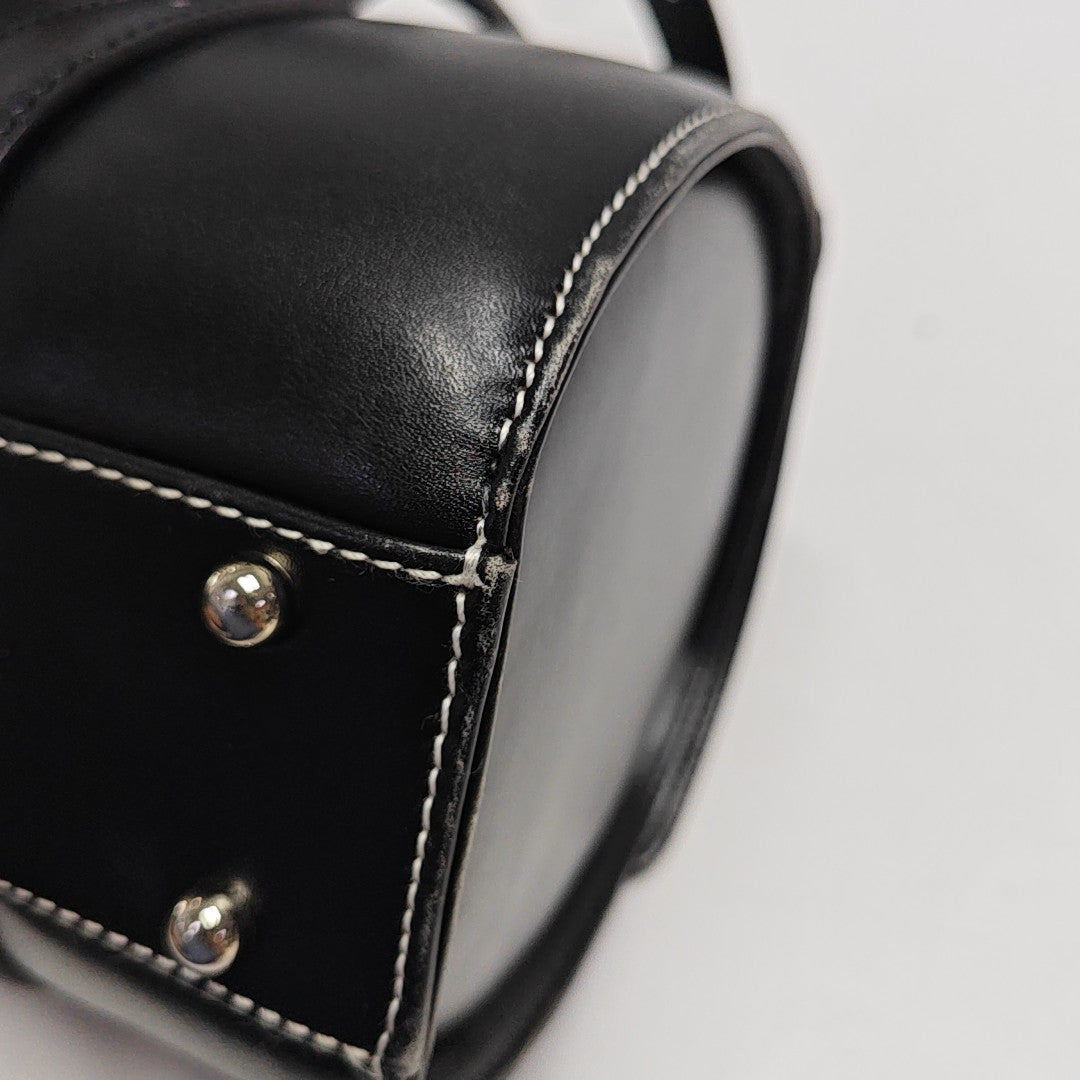 Calfskin Top Handle Bag Black