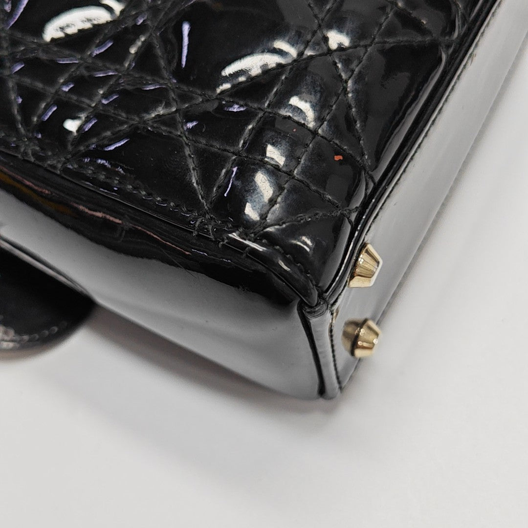 Lady Dior Mini Quilted Patent Leather Black