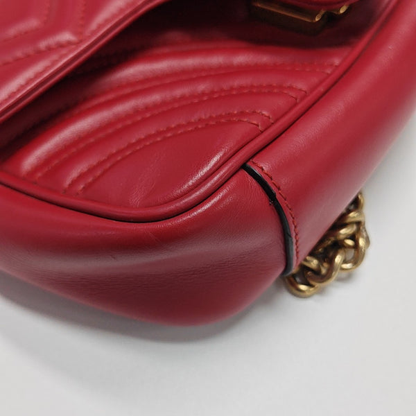 GG Marmont Small Quilted Calfskin Red