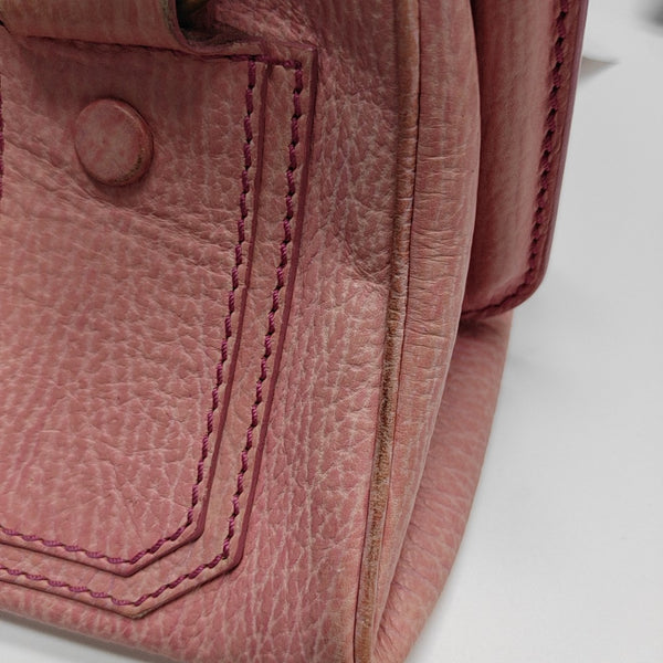 Leather Top Handle Bag Pink