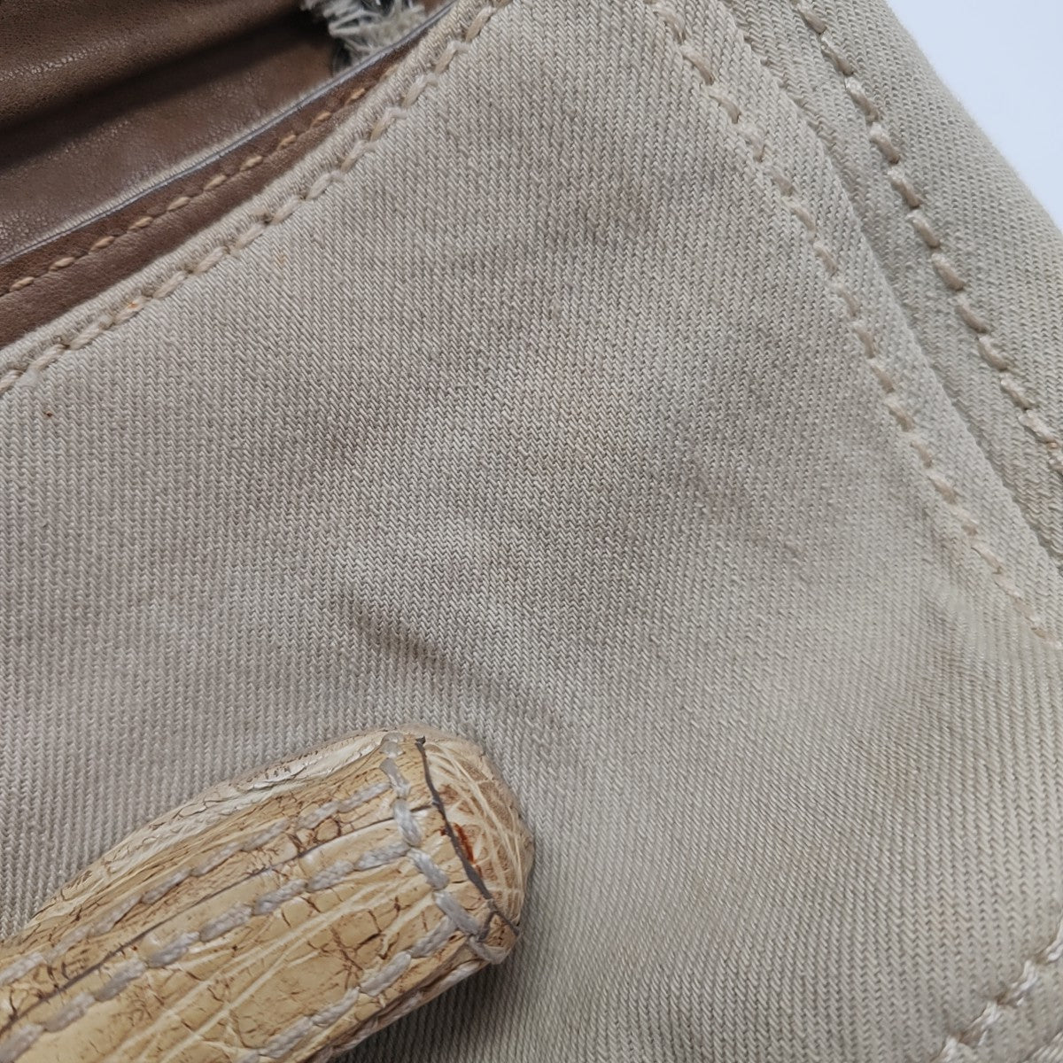 Denim Shoulder Bag Beige