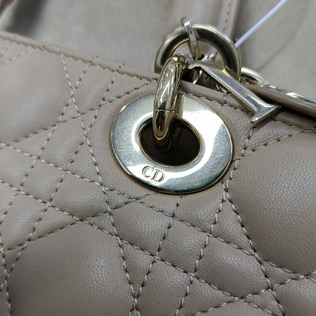 Lady D-Joy Small Cannage Lambskin Beige