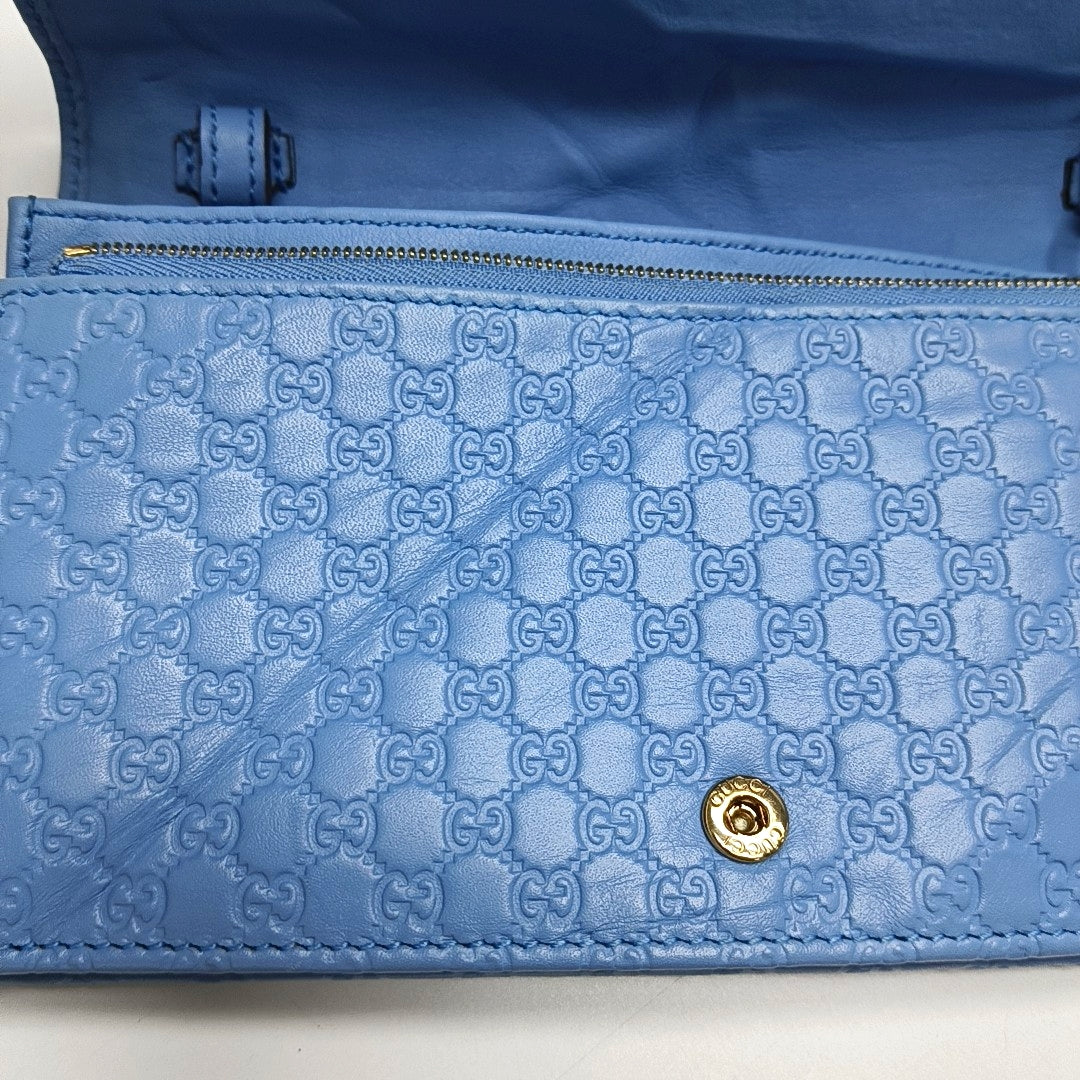 Authenticated pre-owned  Microguccissima Monogram Calfskin Blue - Shoulder Bag at Looply
