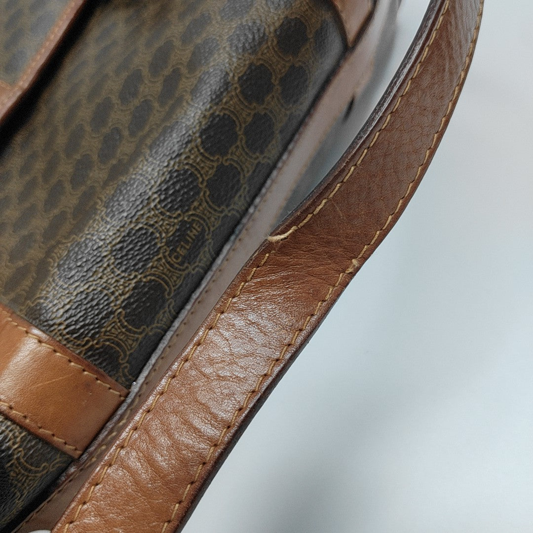 Coated Canvas Top Handle Bag Brown