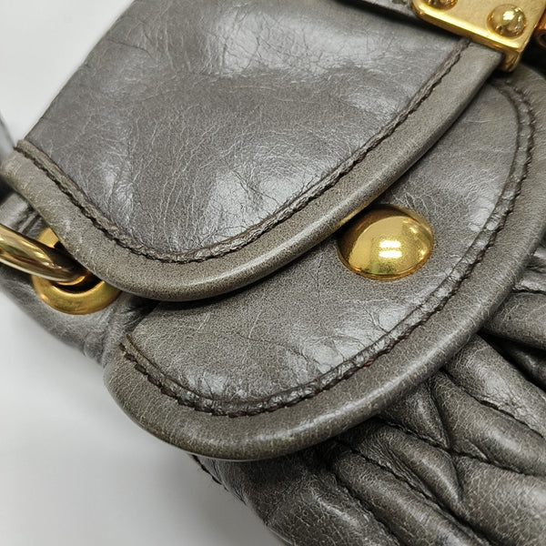 Miu Coffer Quilted Lambskin Gray