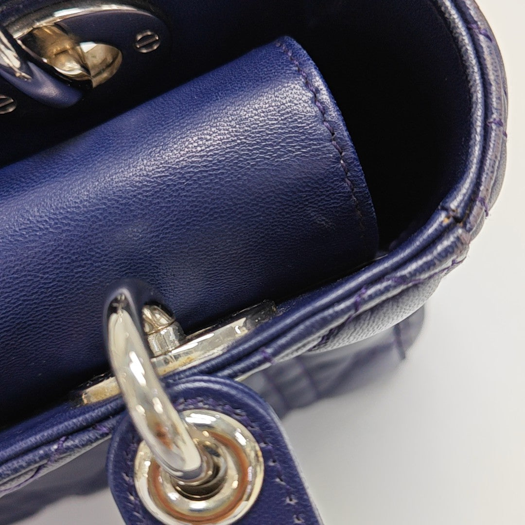 Lady Dior Small Cannage Lambskin Blue