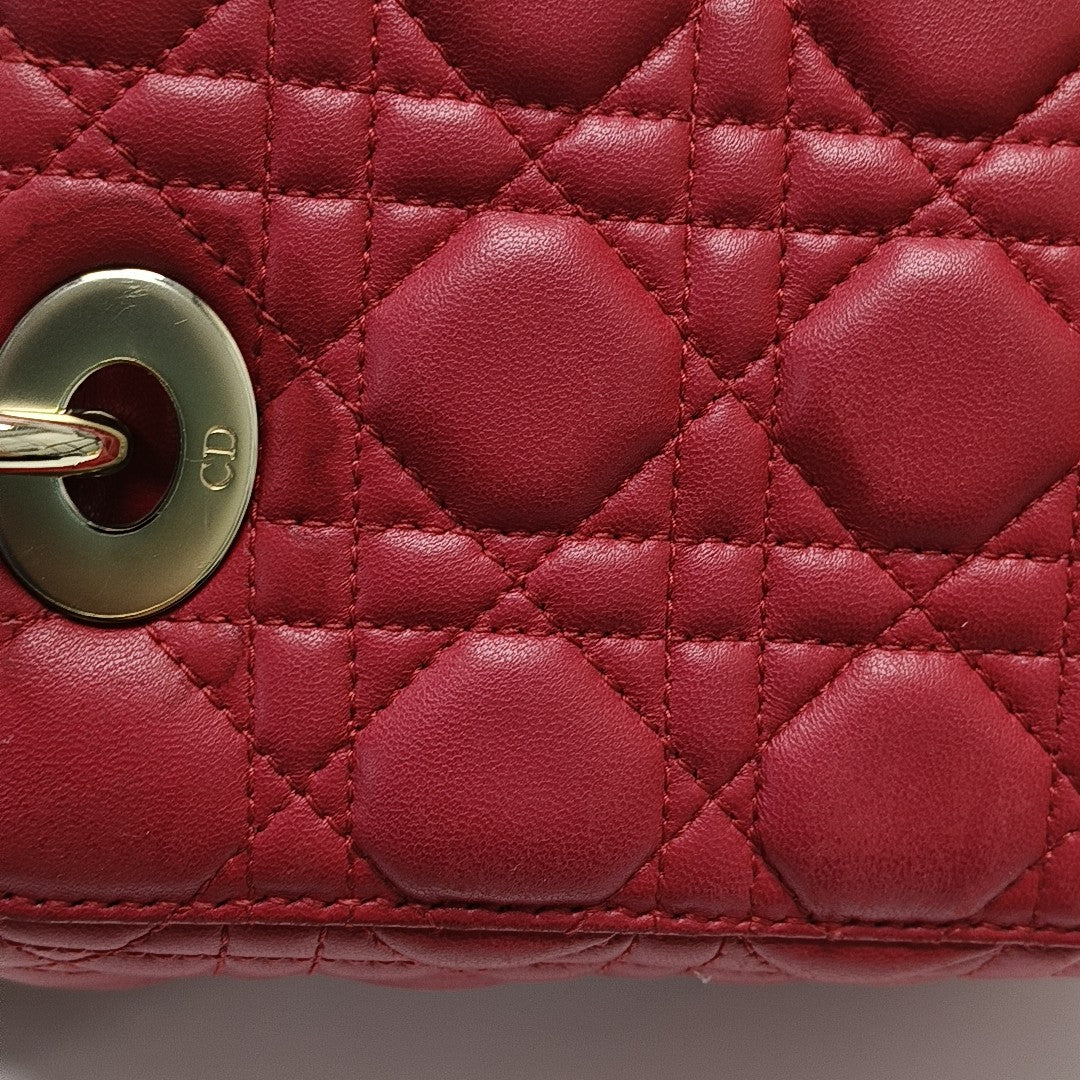 Lady Dior Small Cannage Lambskin Red