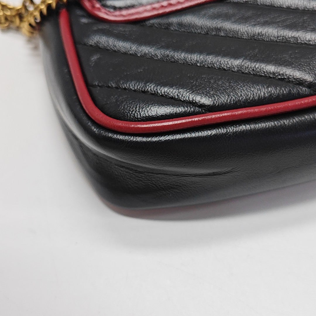 GG Marmont Super Mini Quilted Calfskin Black