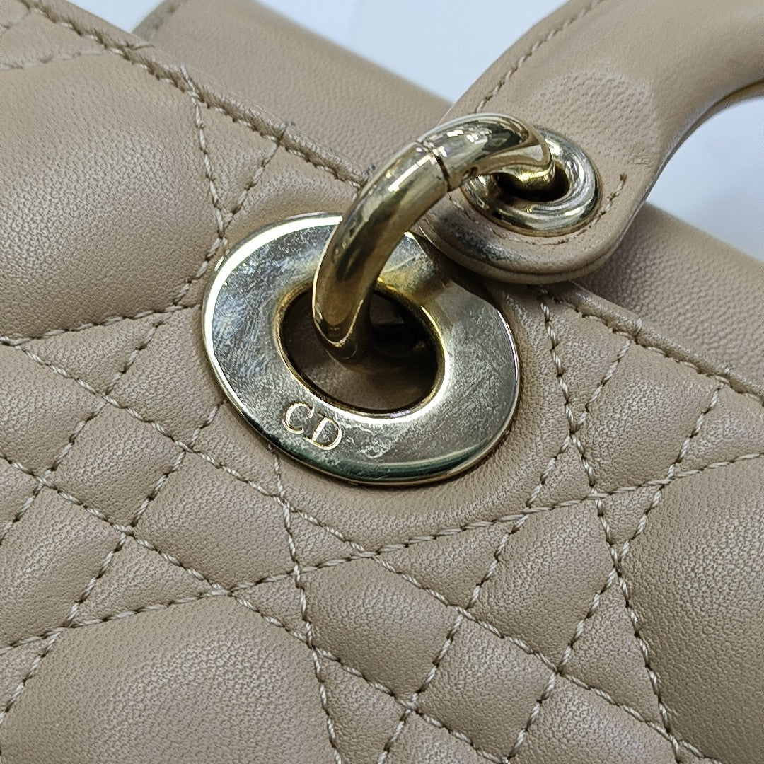 Lady D-Joy Small Cannage Lambskin Beige