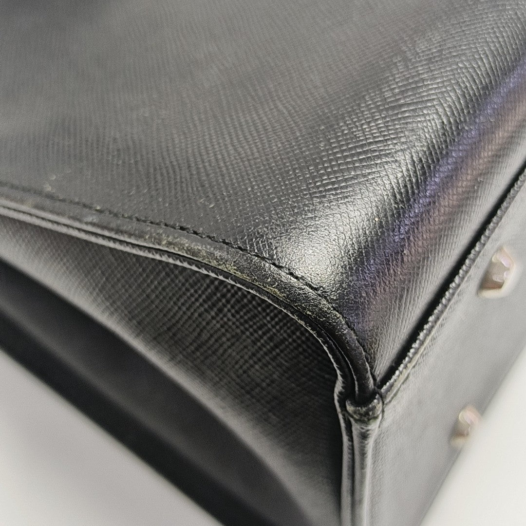 Calfskin Top Handle Bag Black