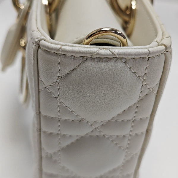 Lady D-Joy Medium Cannage Lambskin White