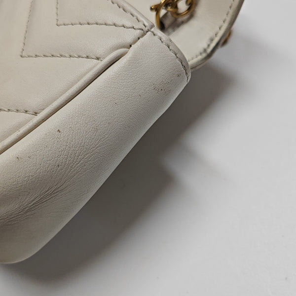 GG Marmont Mini Quilted Calfskin White