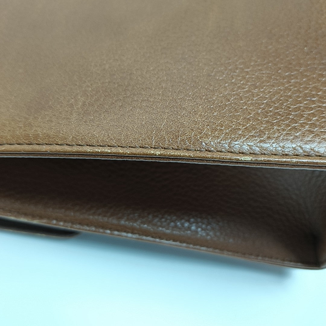 Calfskin Top Handle Bag Brown