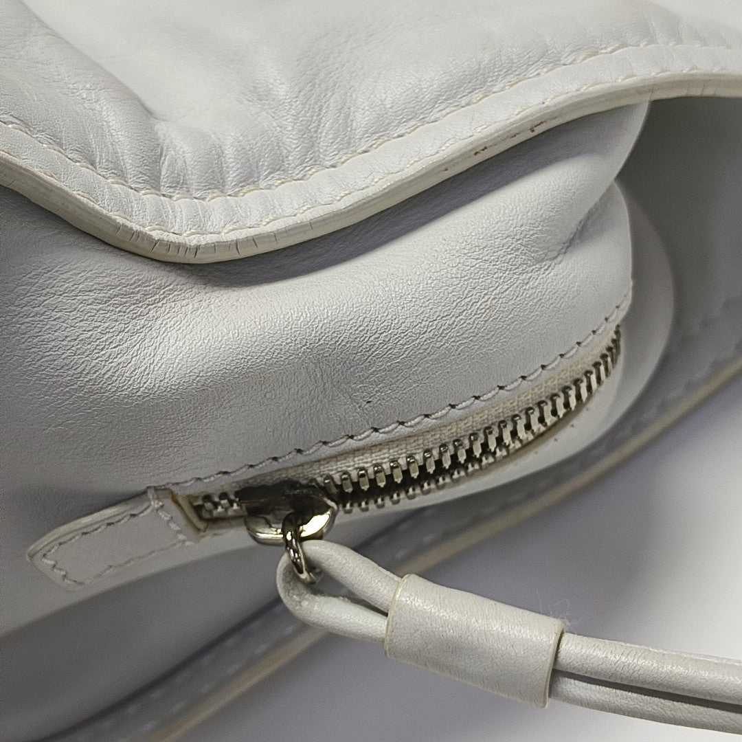 Quilted Calfskin Tote Bag White