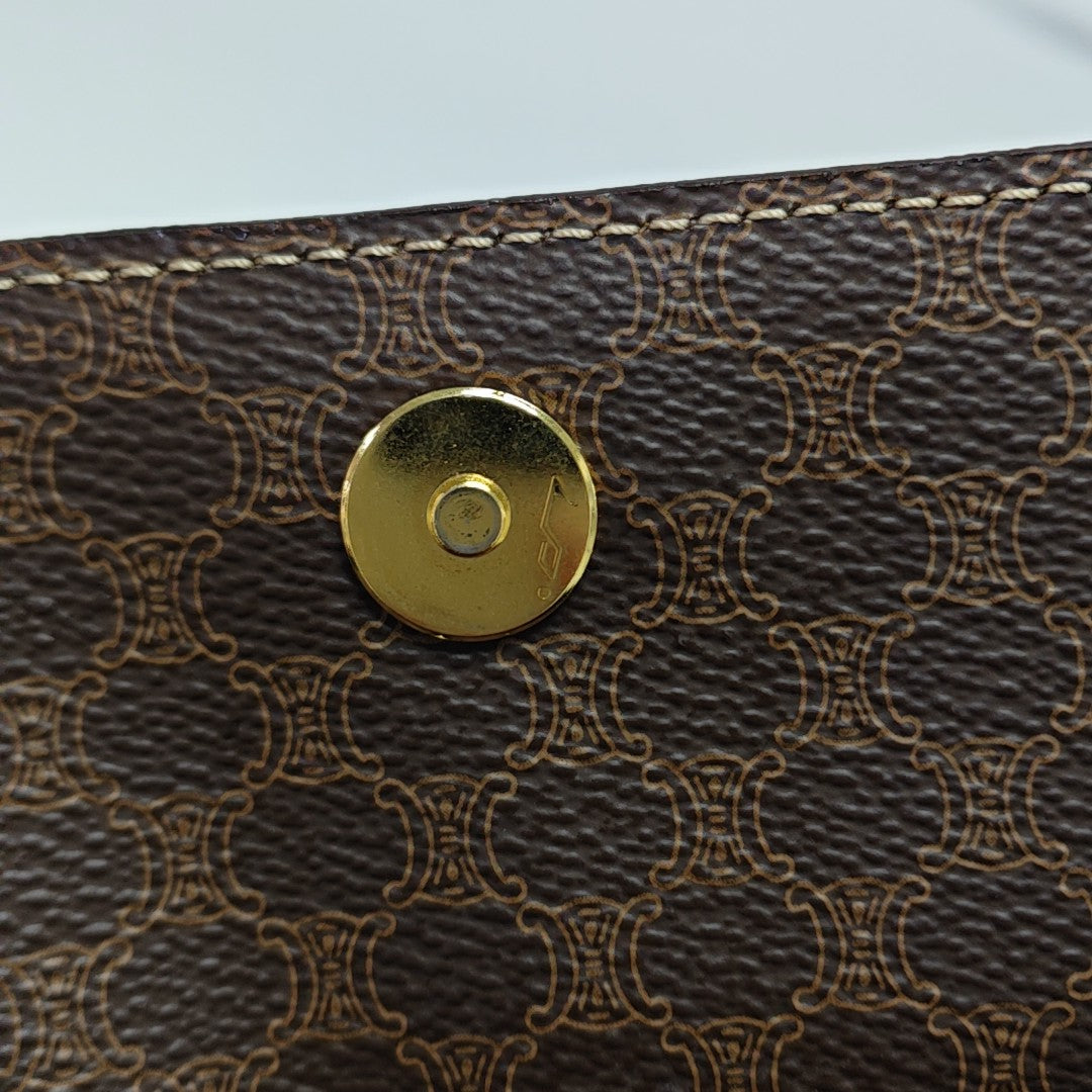Coated Canvas Shoulder Bag Brown