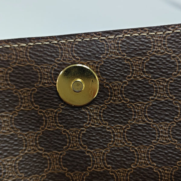 Coated Canvas Shoulder Bag Brown
