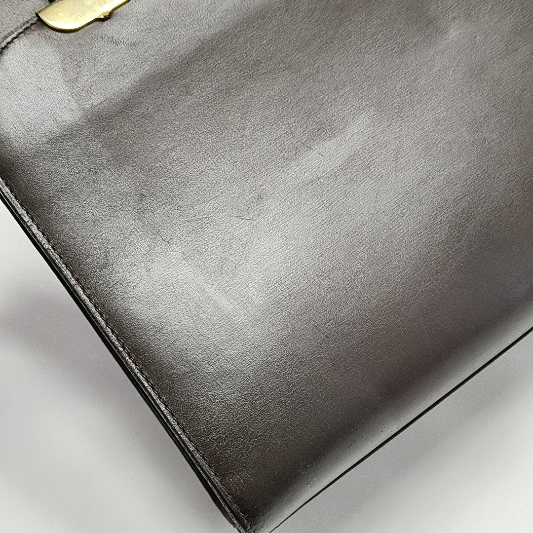 Calfskin Top Handle Bag Brown