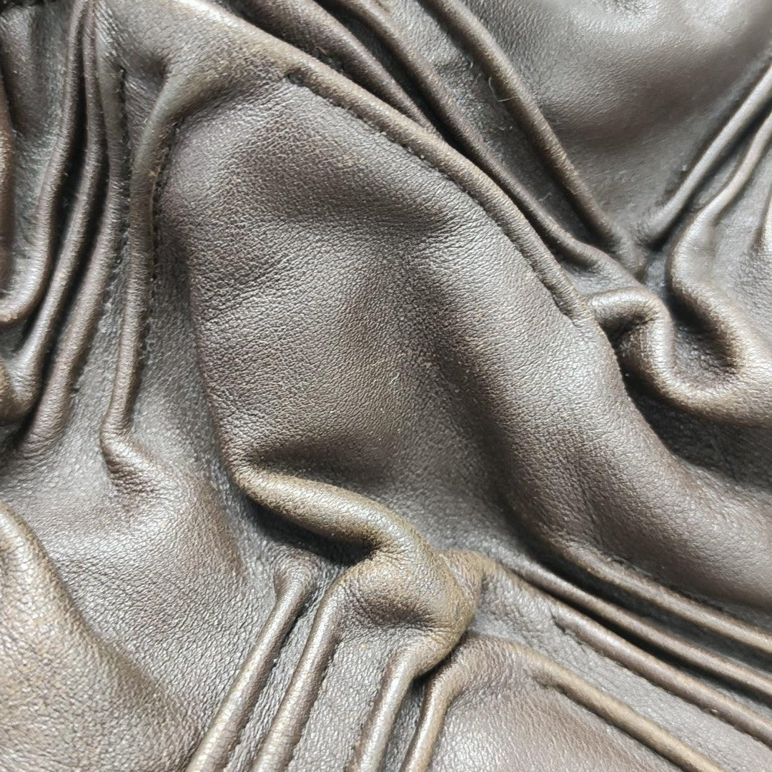 Leather Top Handle Bag Brown