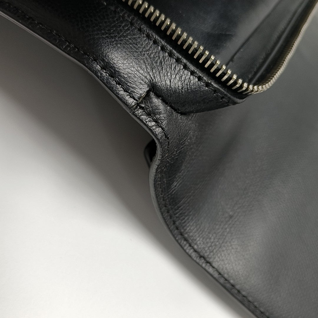 Leather Top Handle Bag Black