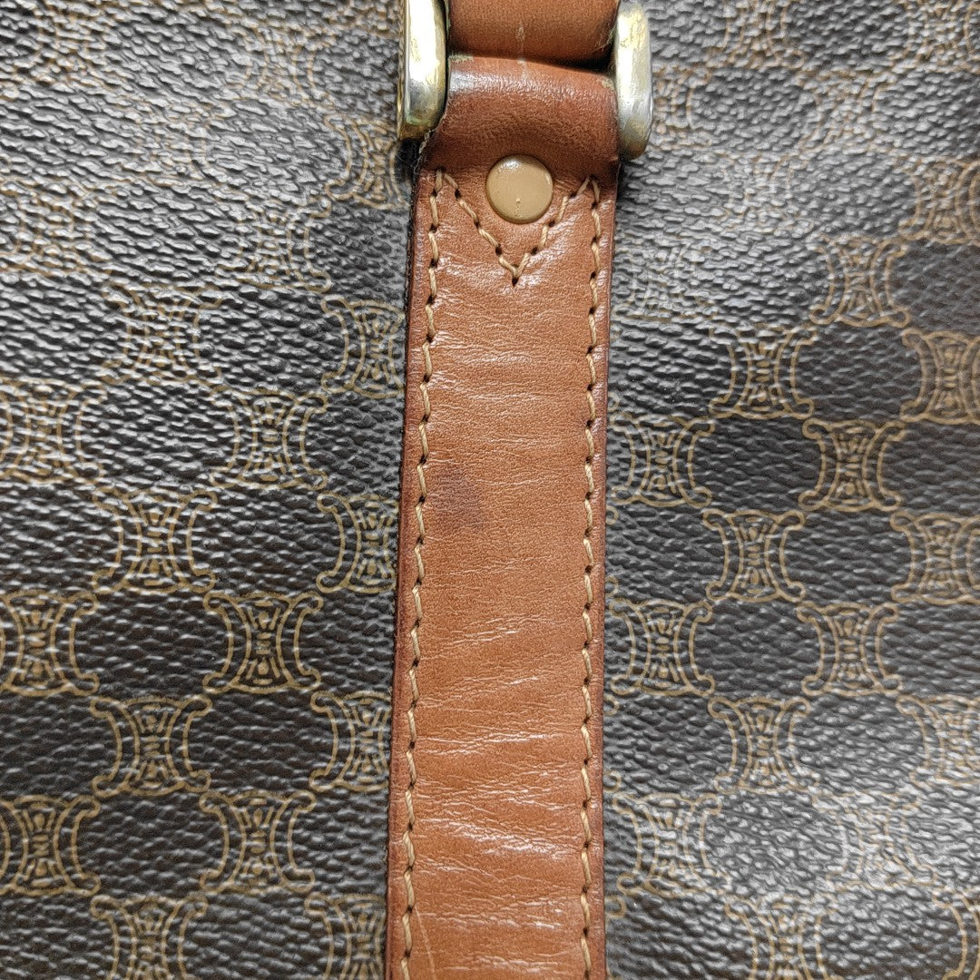 Coated Canvas Top Handle Bag Brown