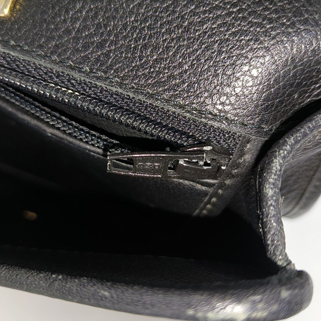 Leather Top Handle Bag Black